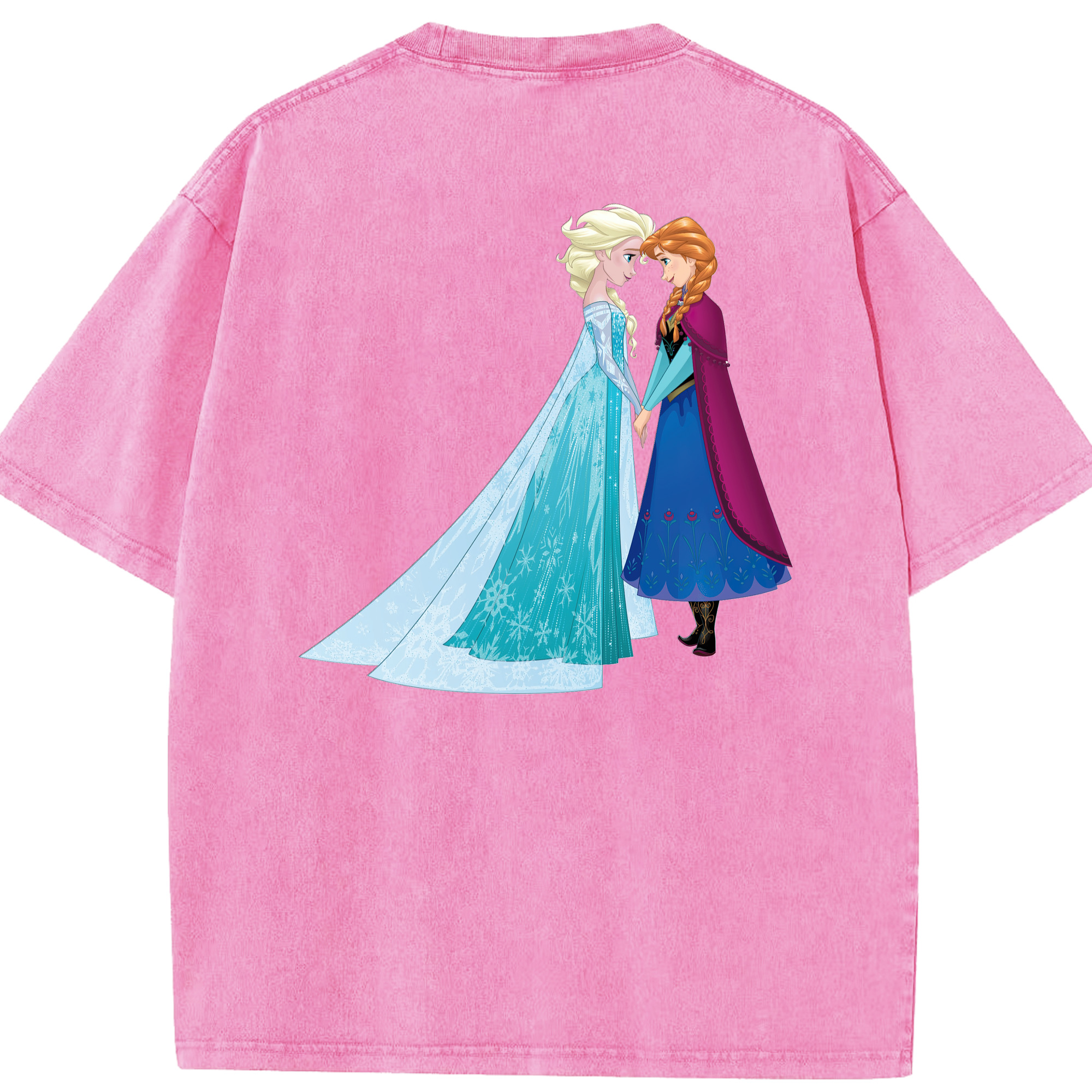 （画像用） アナと雪の女王 アンナ エルサ Frozen Anna Elsa 綿100% ヴィンテージ風 半袖Tシャツ（背面プリント）